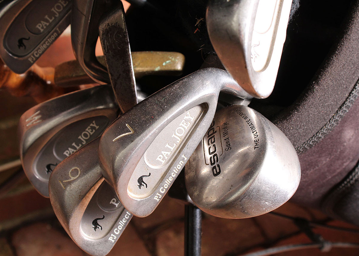 Black Golf Bag with Clubs Set