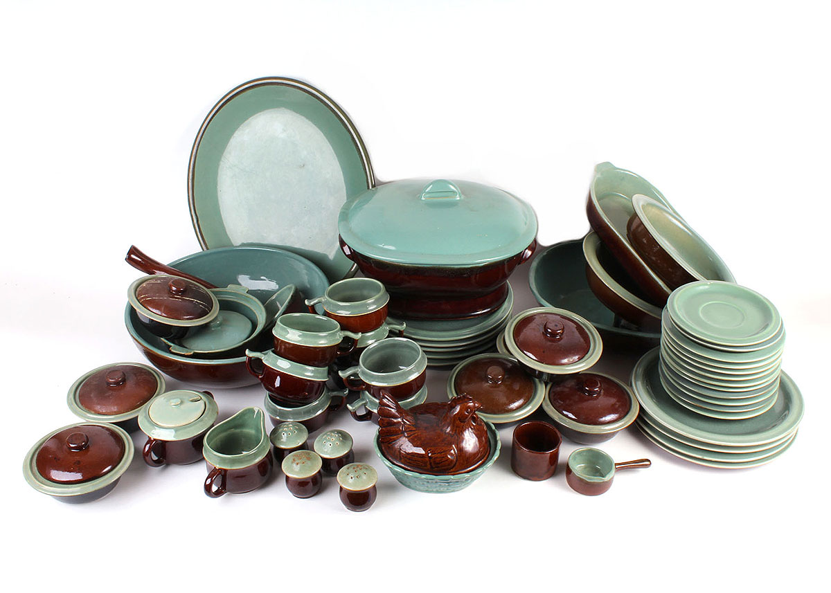 Turquoise and Brown Stoneware Set