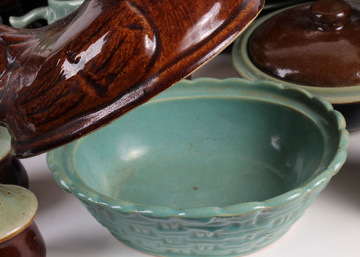 Turquoise and Brown Stoneware Set