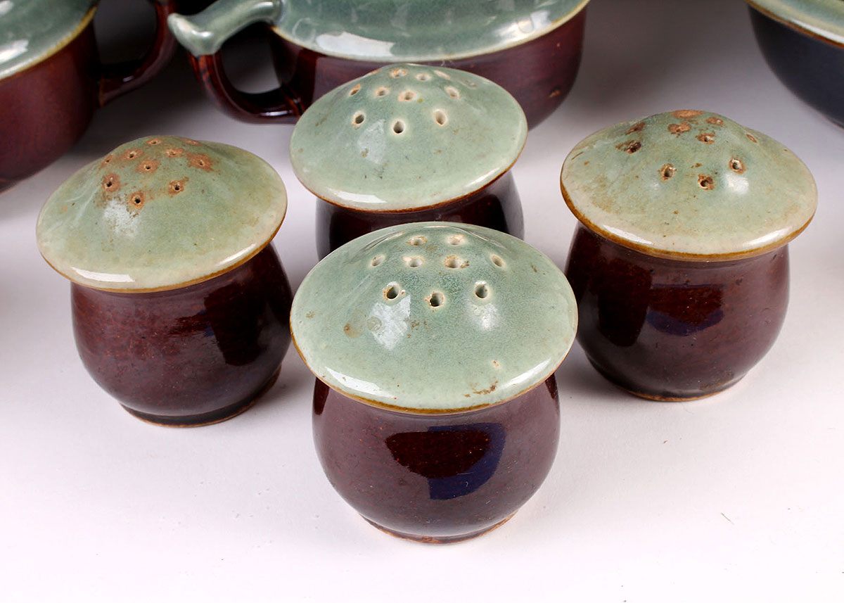 Turquoise and Brown Stoneware Set