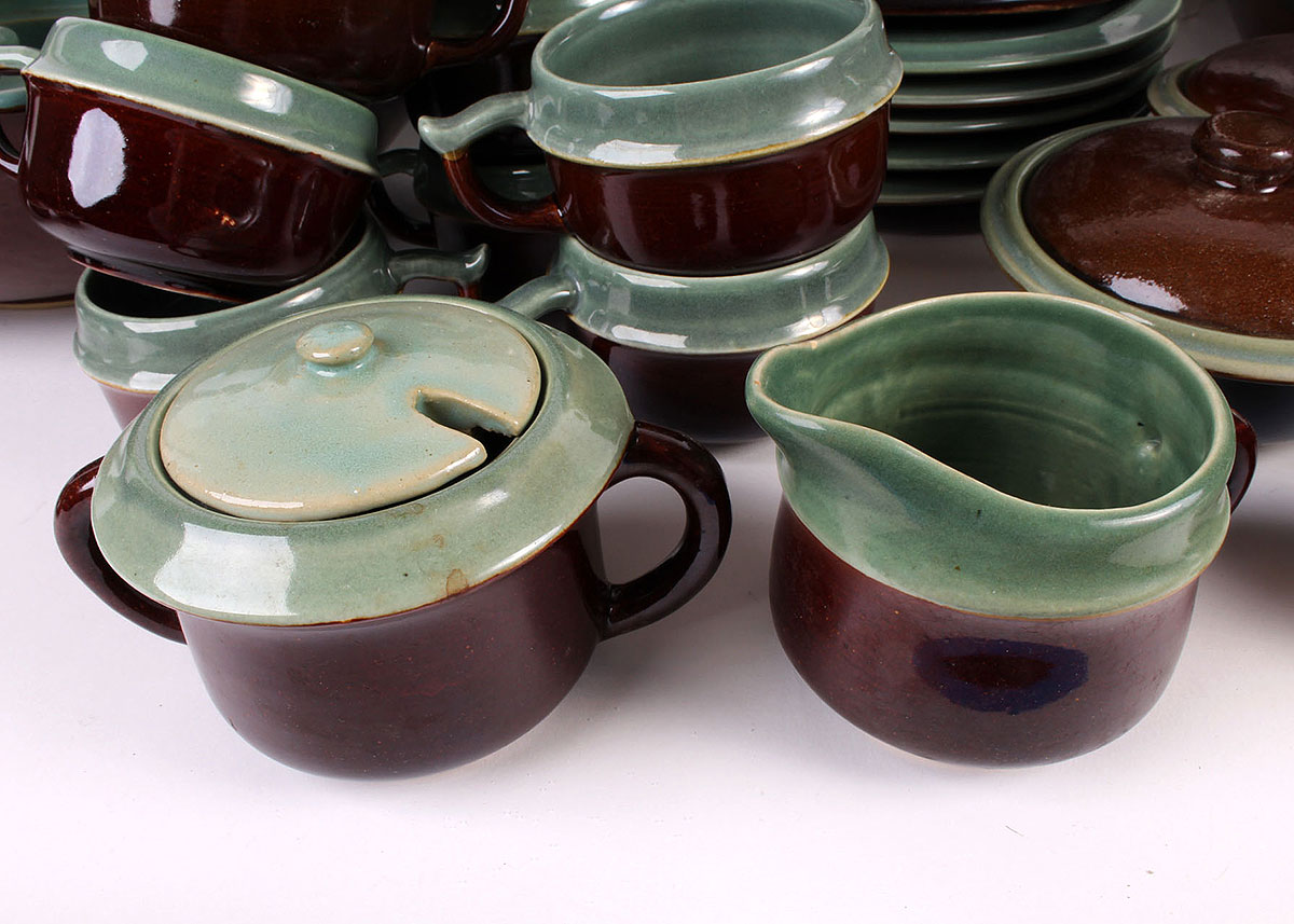 Turquoise and Brown Stoneware Set