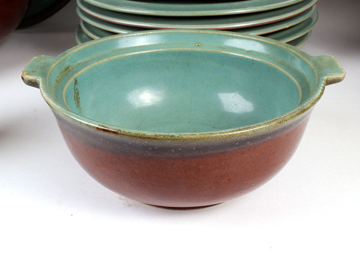 Turquoise and Brown Stoneware Set