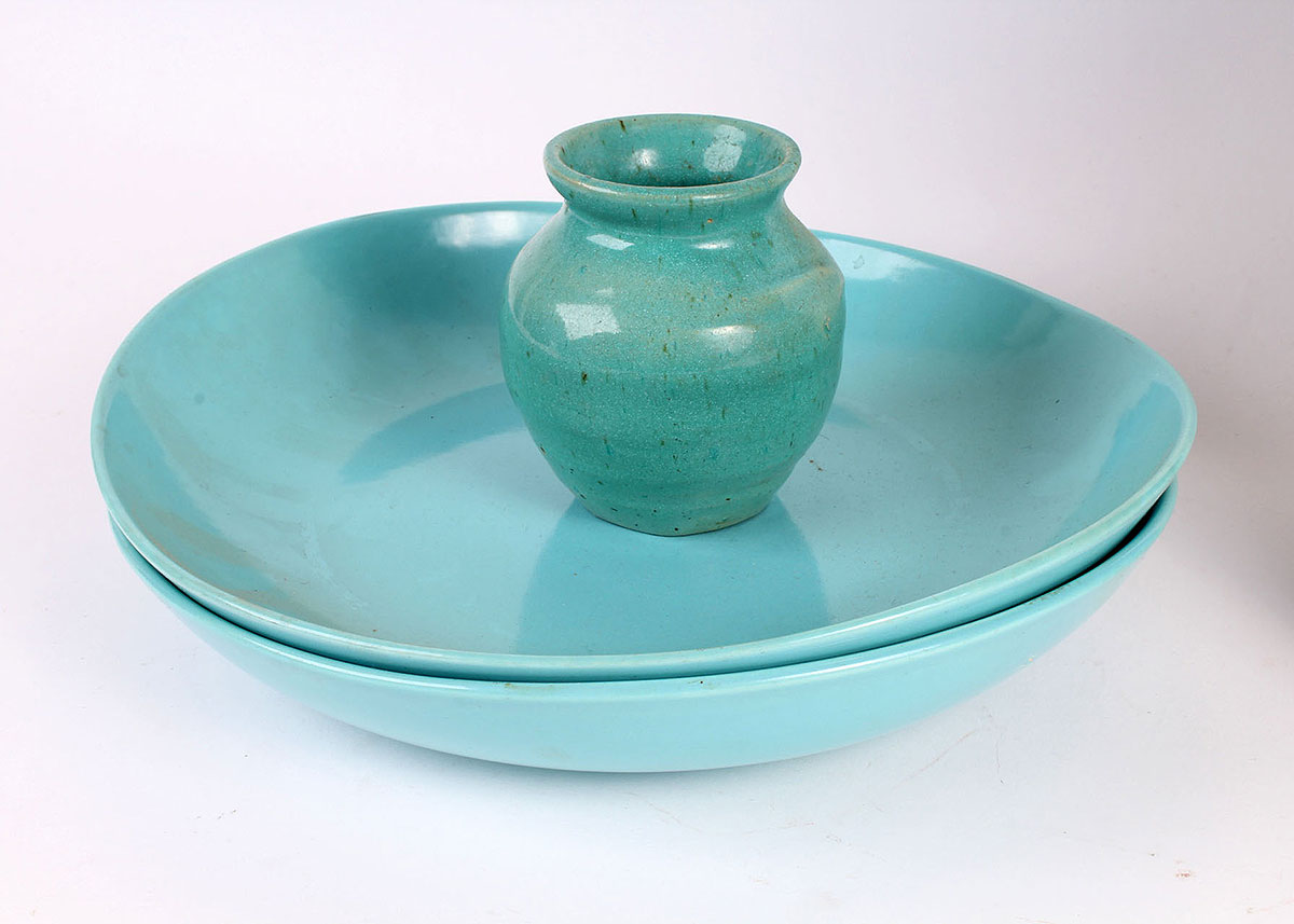 Turquoise and Brown Stoneware Set