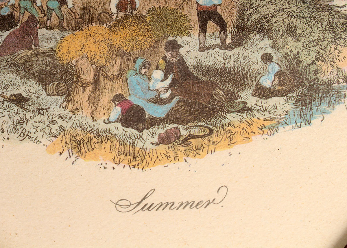 Two Pastoral Prints in Octagonal Frames