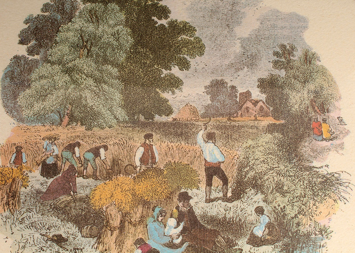 Two Pastoral Prints in Octagonal Frames