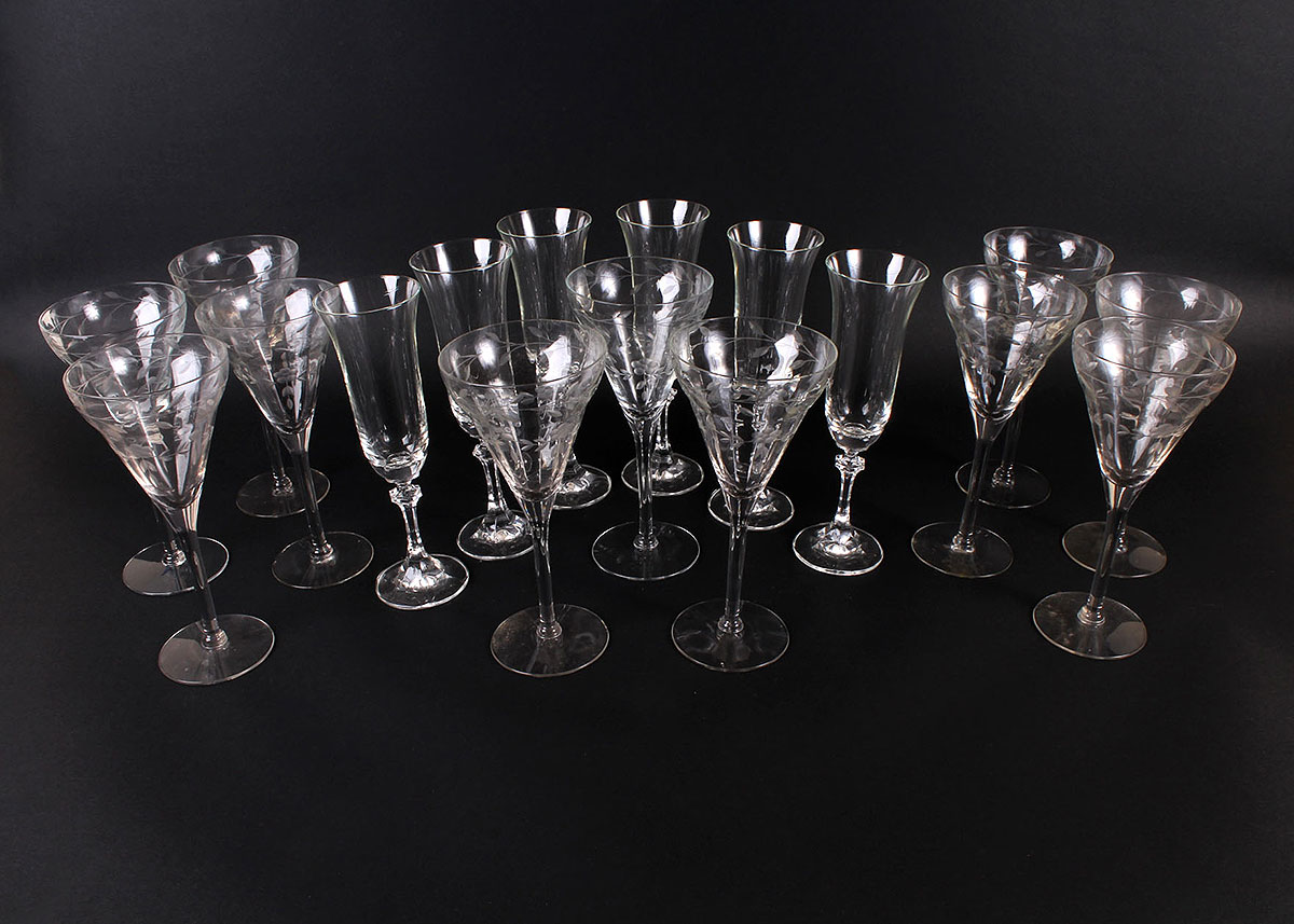 Two Crystal Champagne Glass Sets