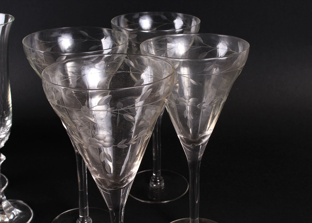 Two Crystal Champagne Glass Sets