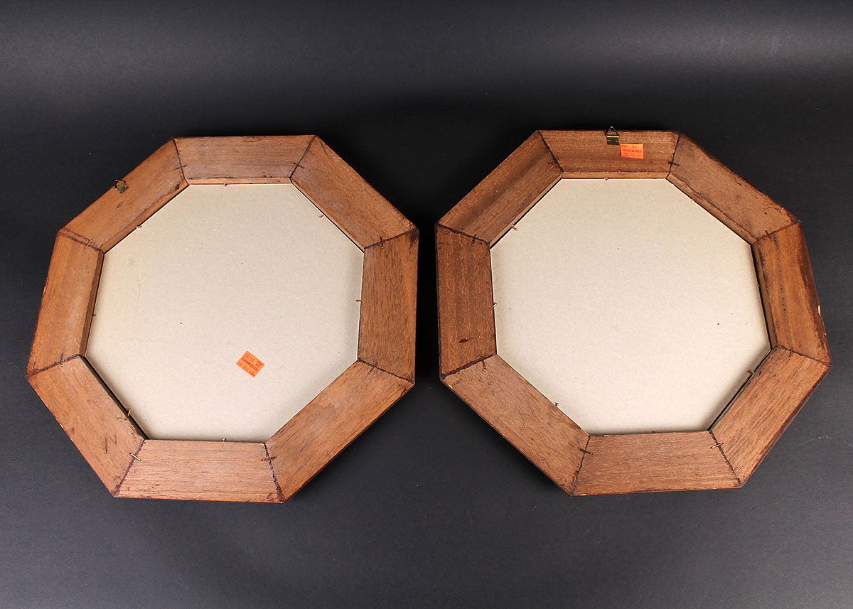 Two Pastoral Prints in Octagonal Frames