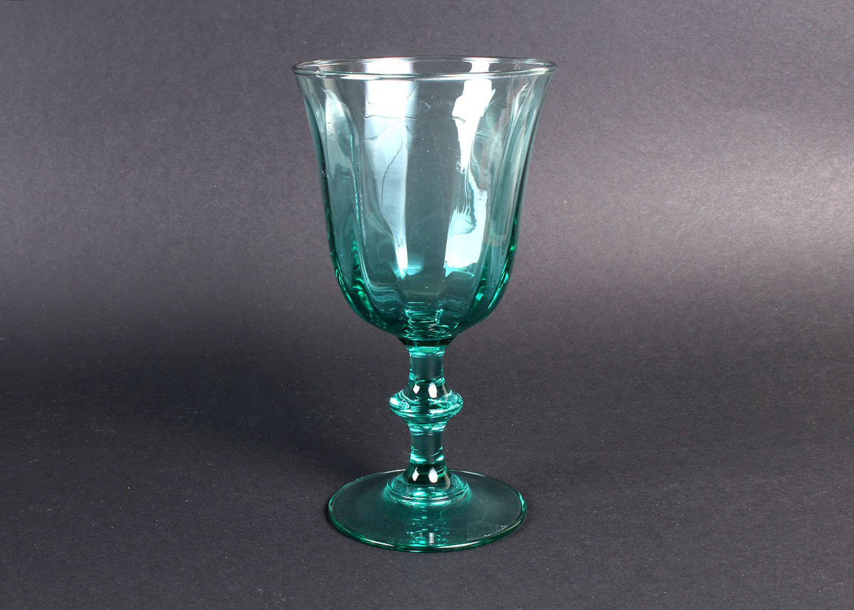 Nine Vintage Turquoise Glass Goblets