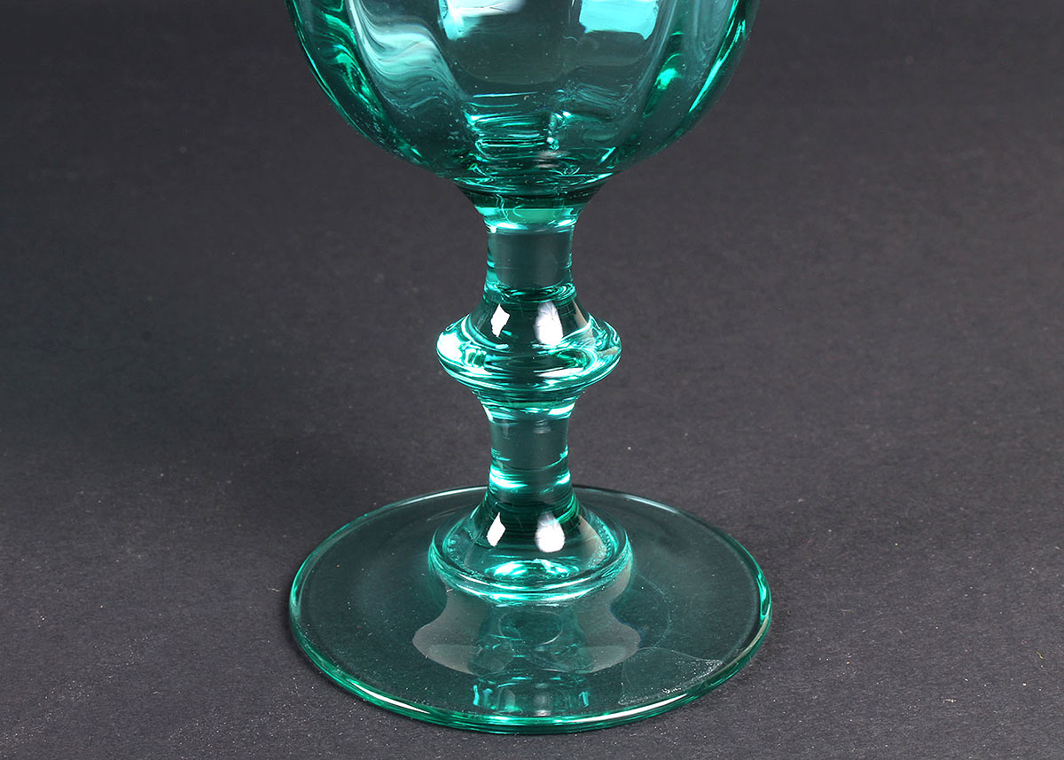 Nine Vintage Turquoise Glass Goblets