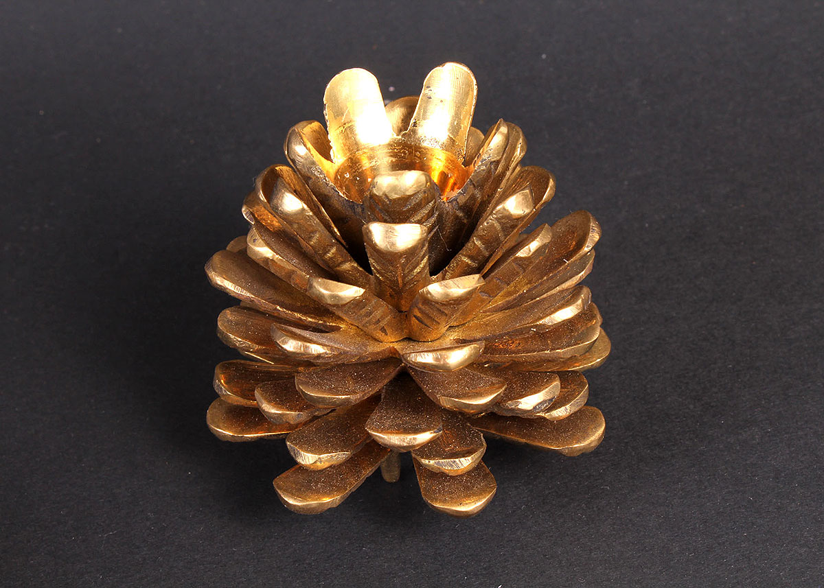 Eight Vintage Brass Pinecone Votives