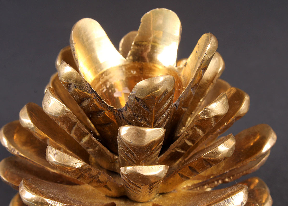 Eight Vintage Brass Pinecone Votives