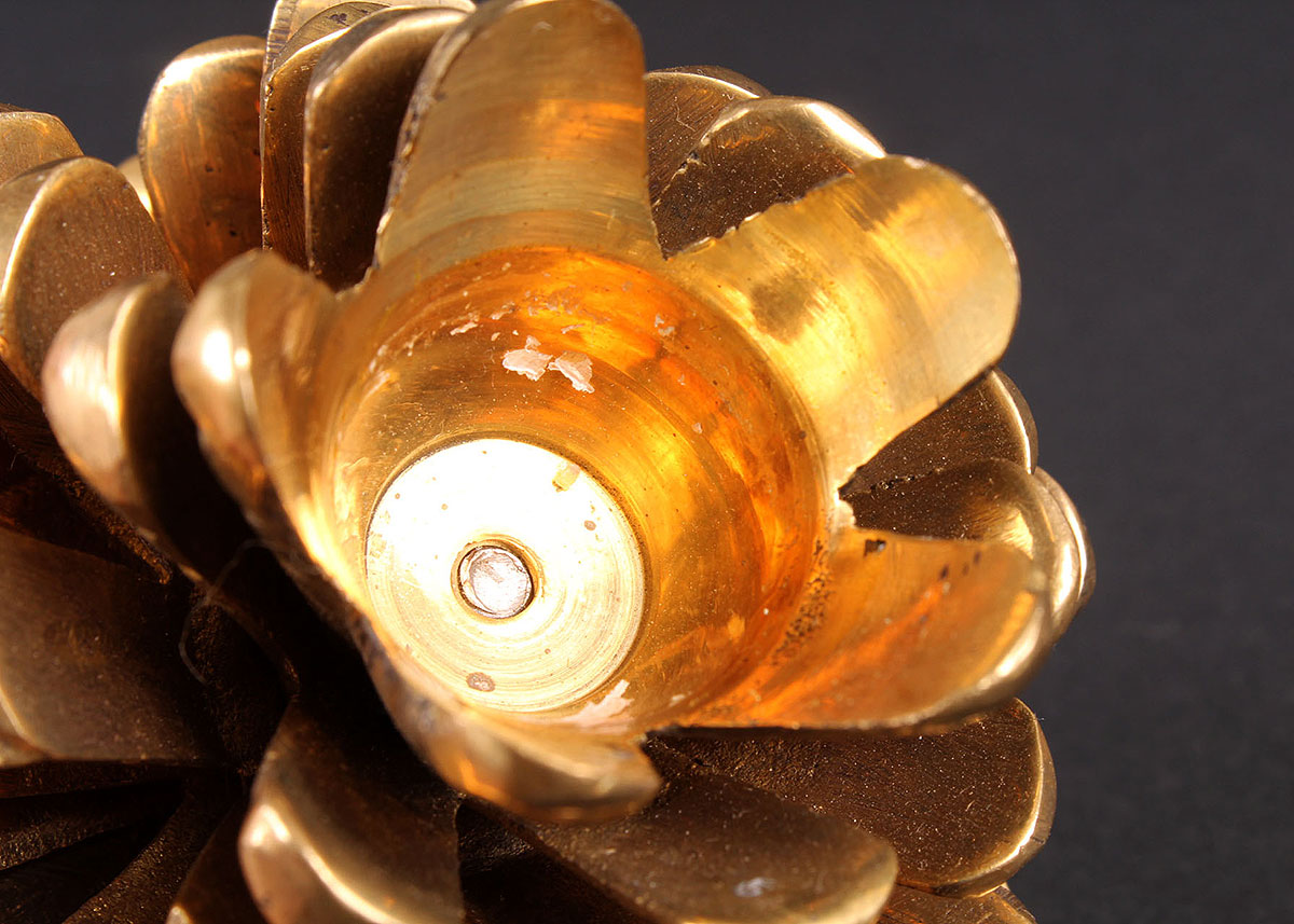 Eight Vintage Brass Pinecone Votives