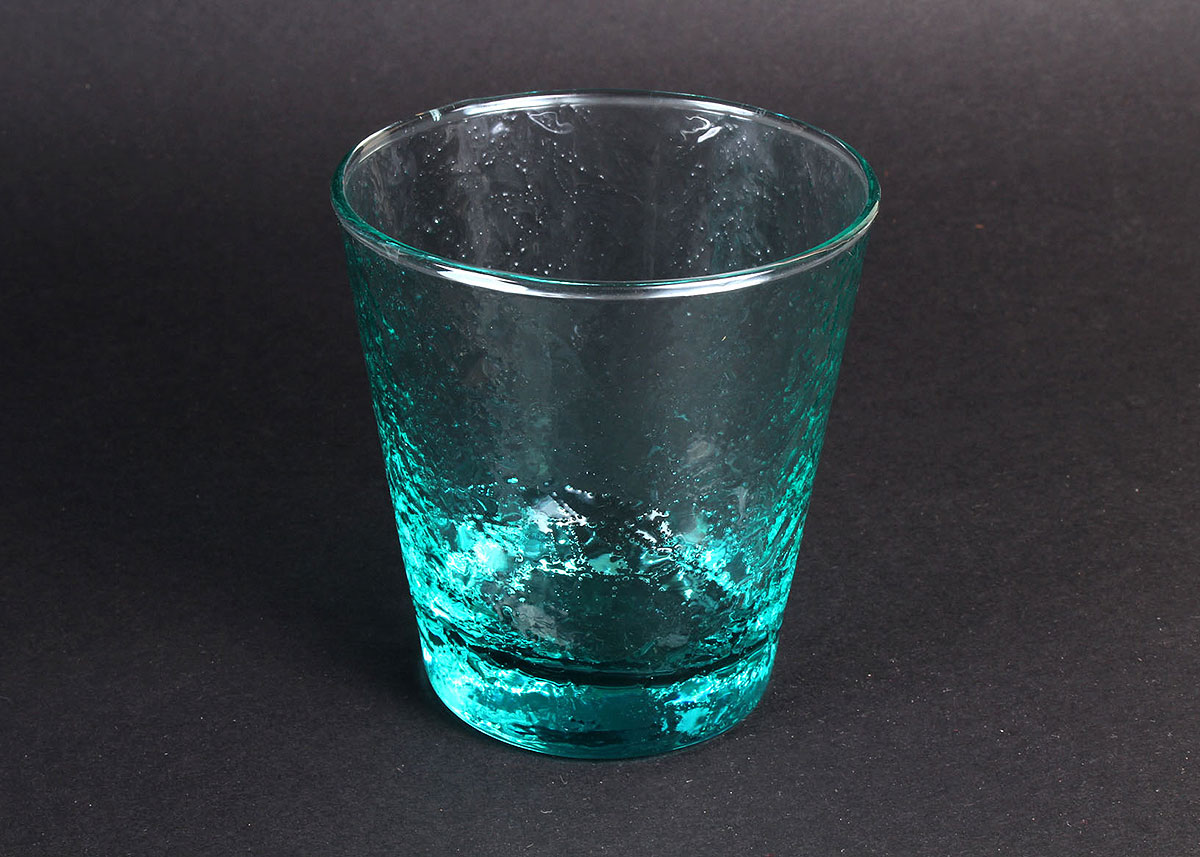 Twelve Vintage Turquoise Double Old Fashioned Glasses