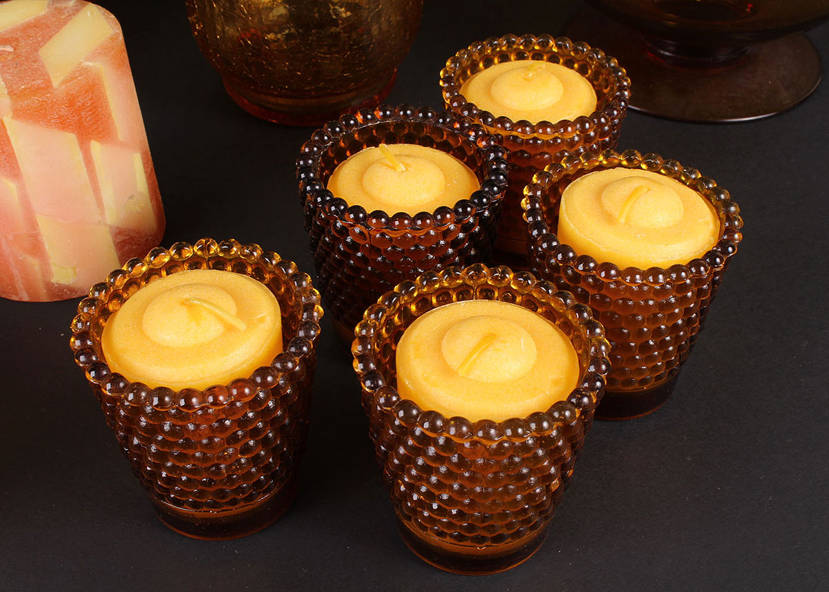 Amber Glass Votive and Vase Assortment