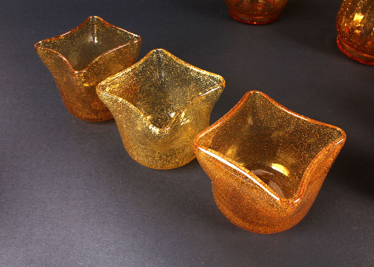 Amber Glass Votive and Vase Assortment