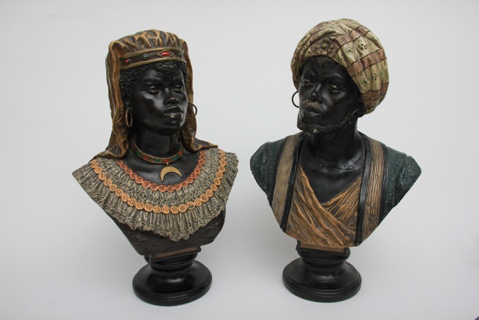 Hand-Painted Moorish North-African Plaster Busts
