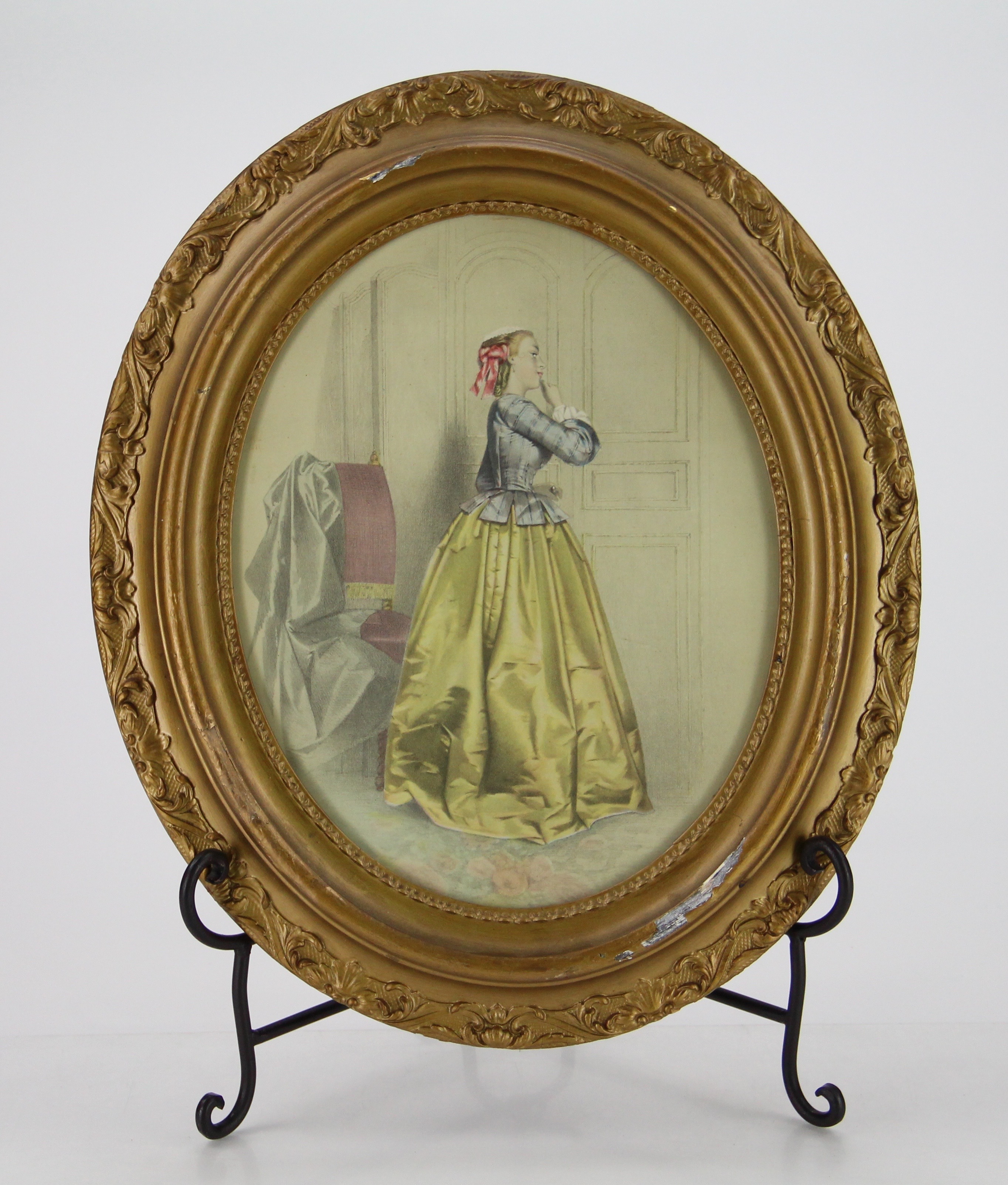 Circa 1940 Hand Tinted Victorian Ladies in Oval Frames