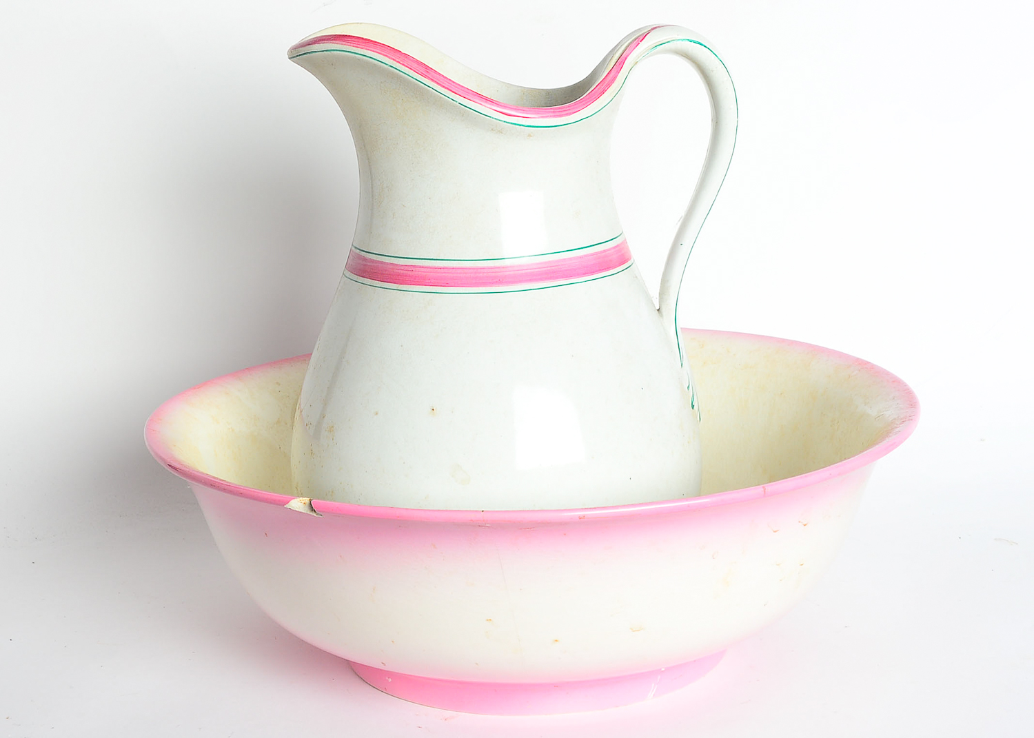 Collection of Ceramic Wash Basins and Water Pitchers