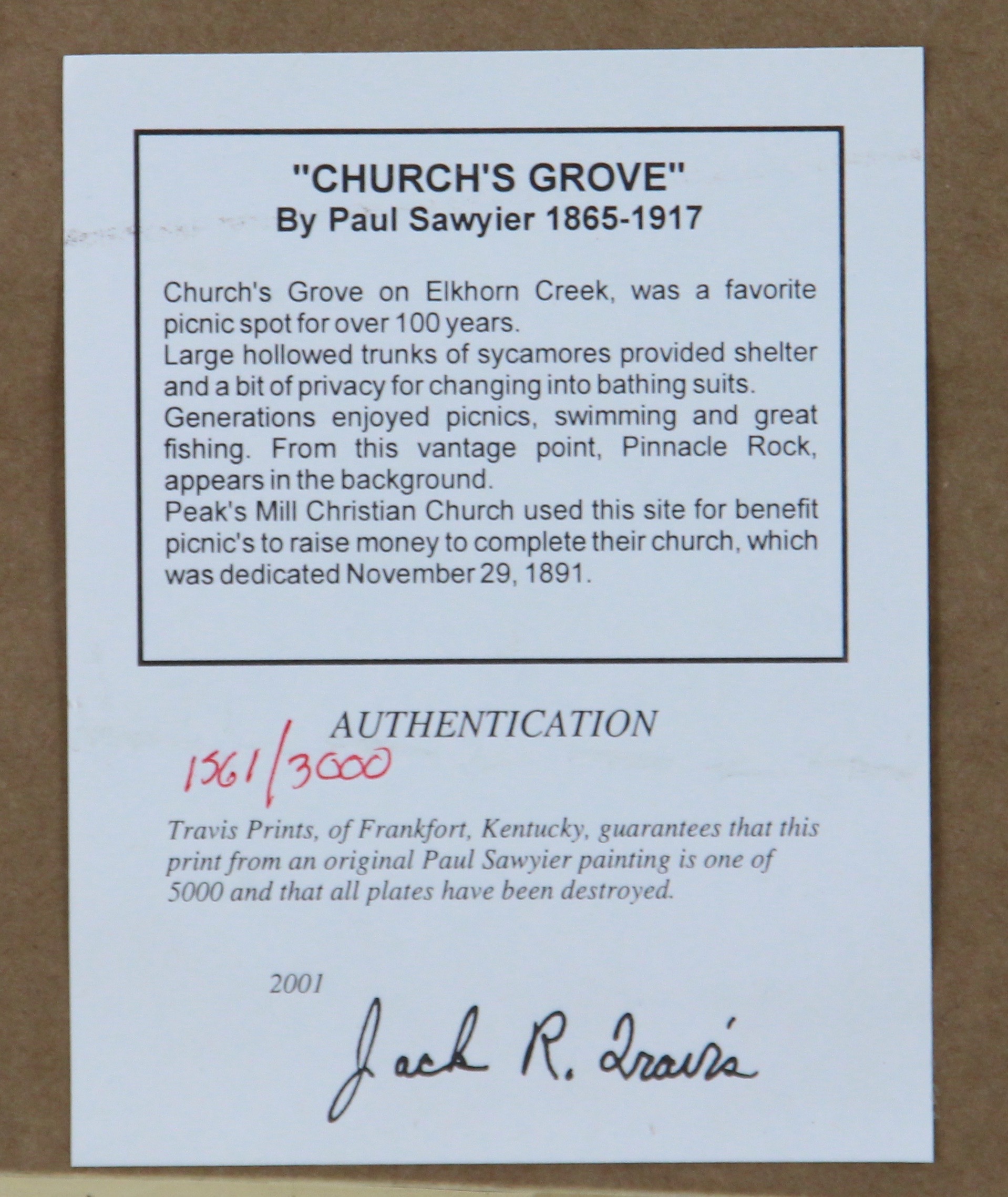 Paul Sawyier "Church's Grove" Limited Edition Lithograph