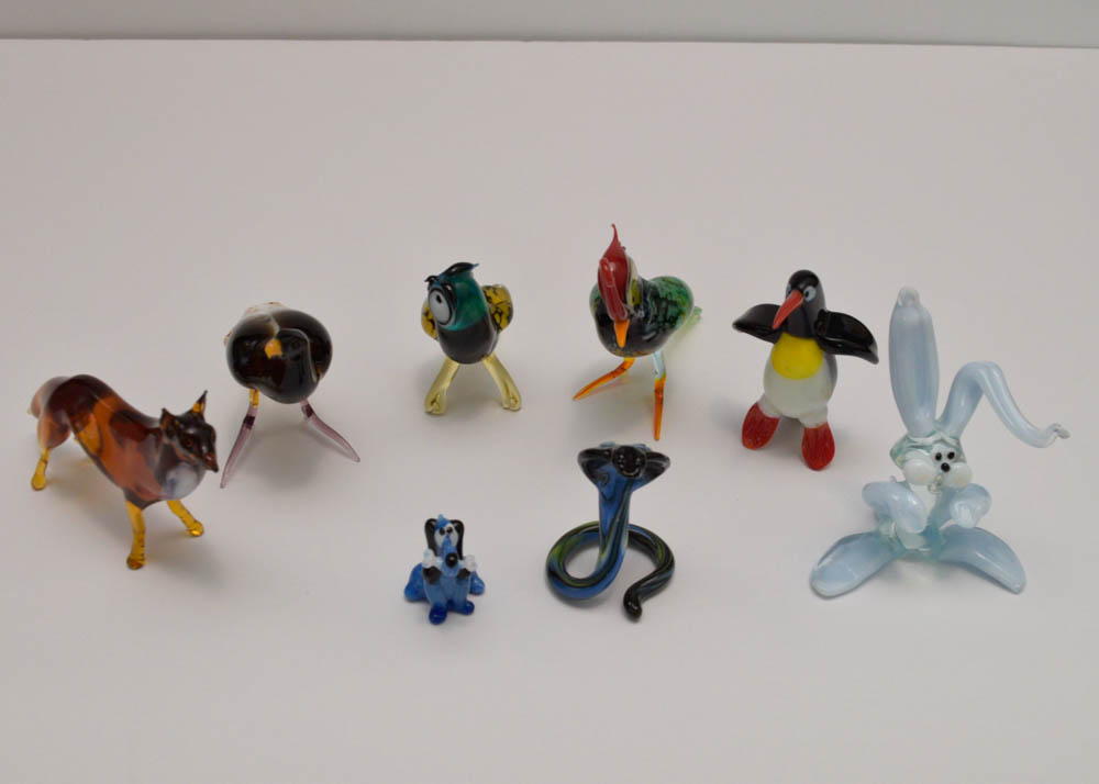Collection of Vintage Art Glass Animal Figurines