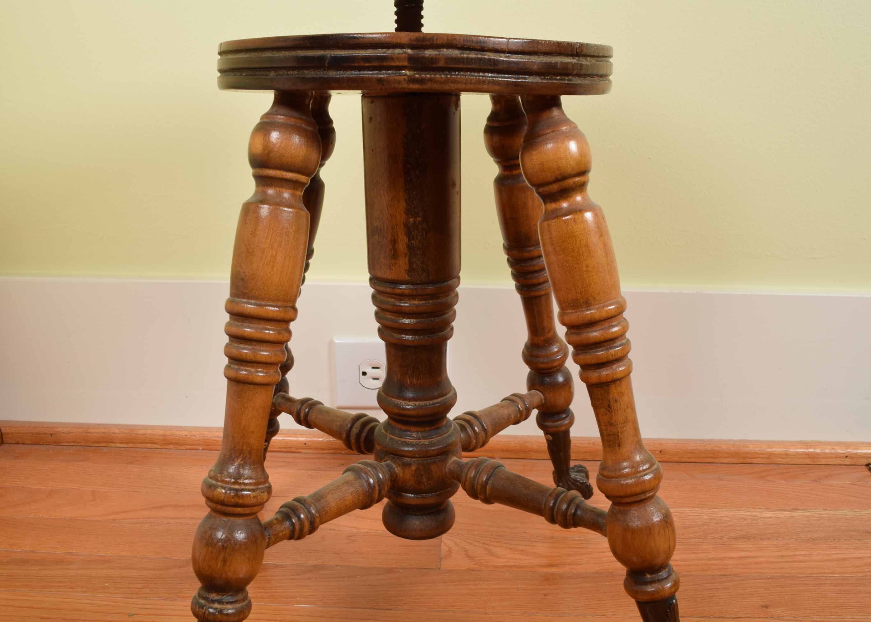 Adjustable Walnut Piano Stool
