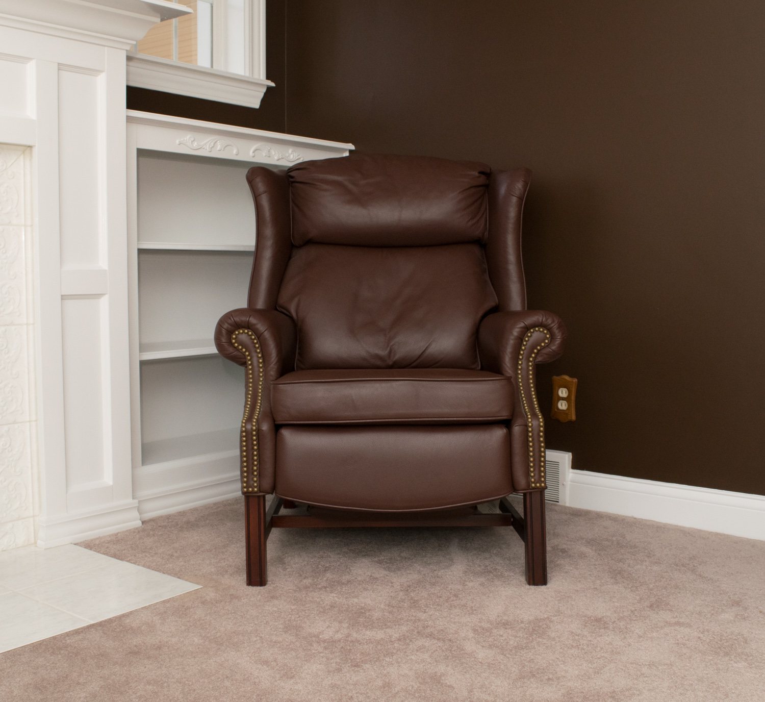 Lane Furniture Brown Leather Wingback Recliner