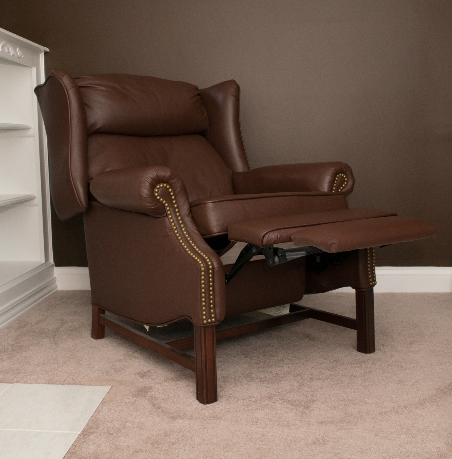 Lane Furniture Brown Leather Wingback Recliner