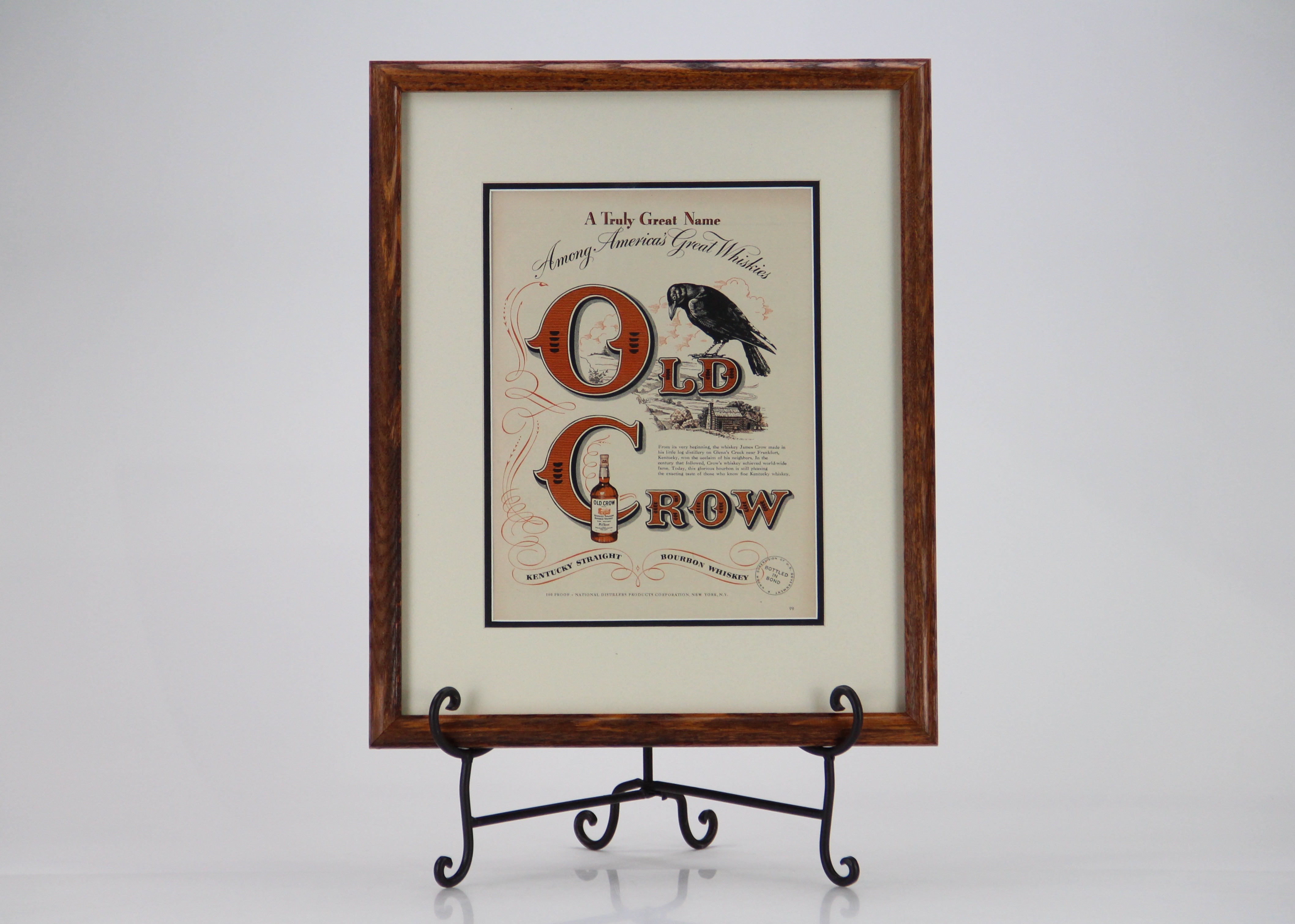 Original Vintage 'Old Crow' Bourbon Whiskey Advertisement