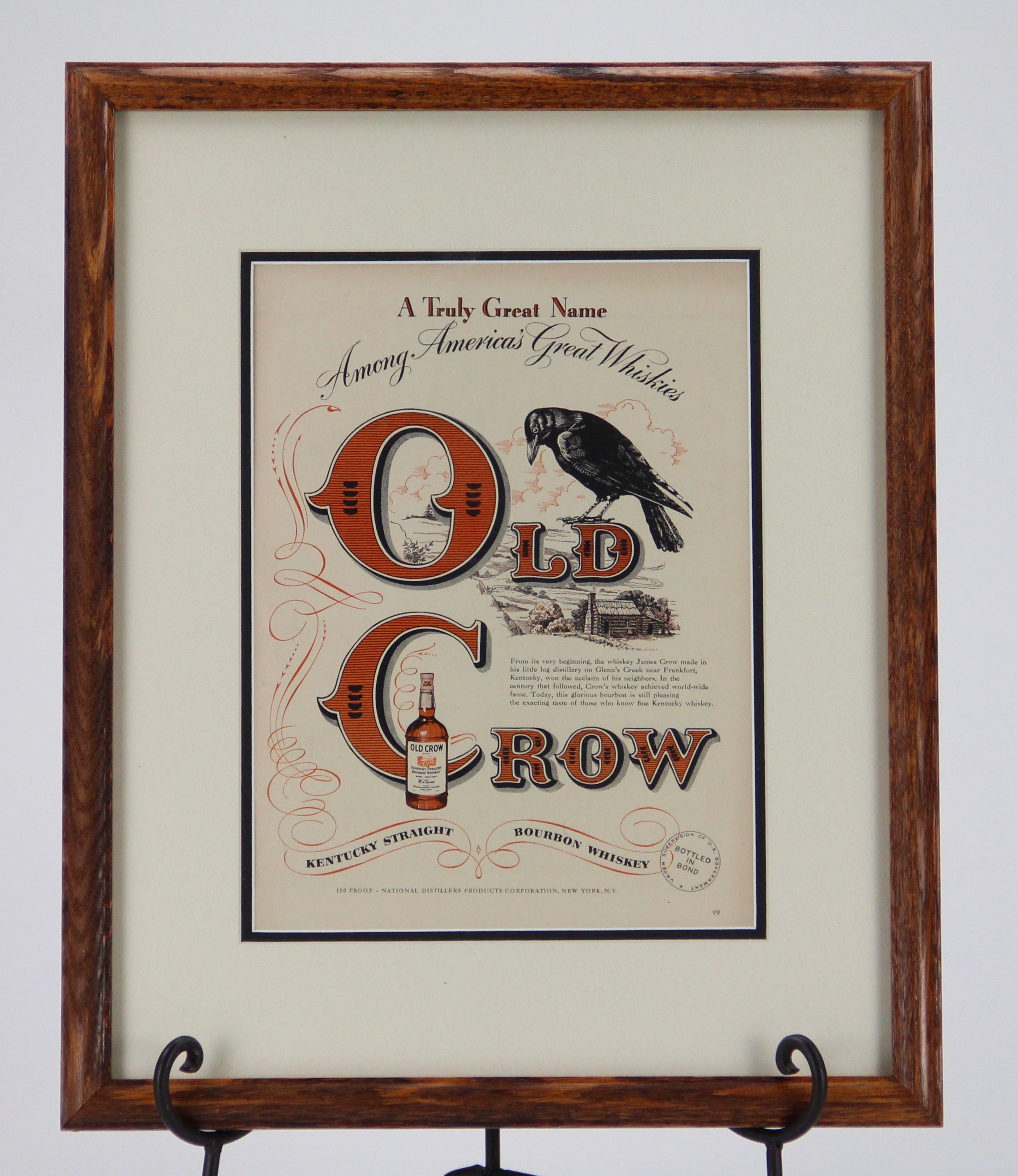 Original Vintage 'Old Crow' Bourbon Whiskey Advertisement