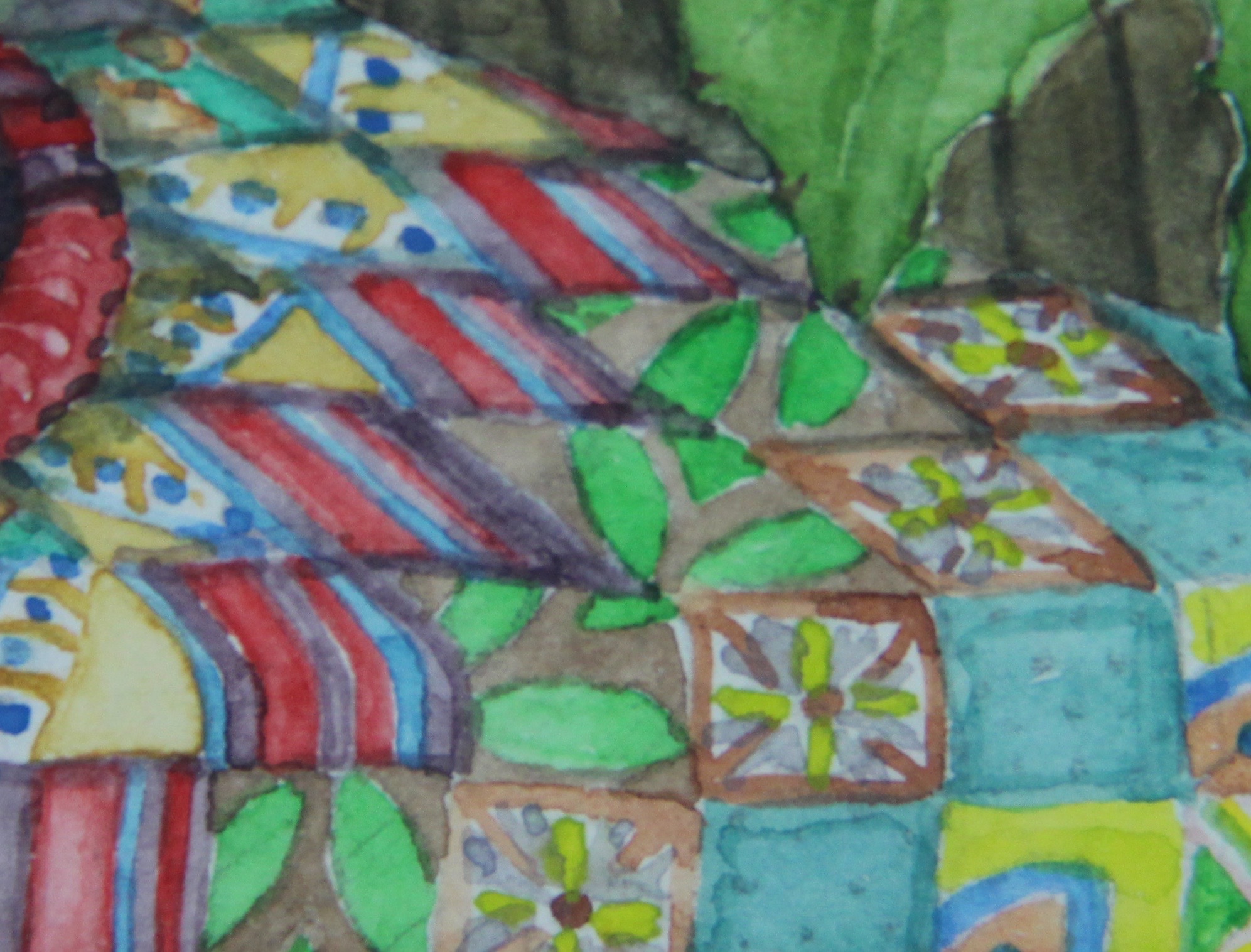 Angela Haworth Original Watercolor Painting Of Plant Still Life