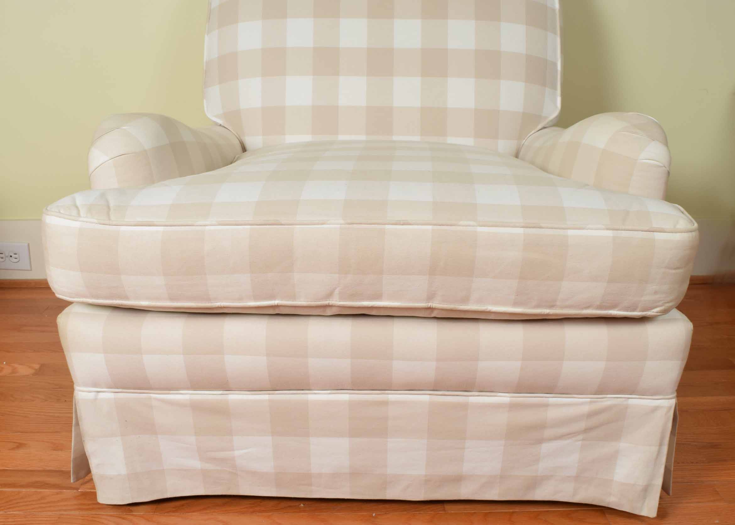 Tan and Cream Buffalo Check Armchair