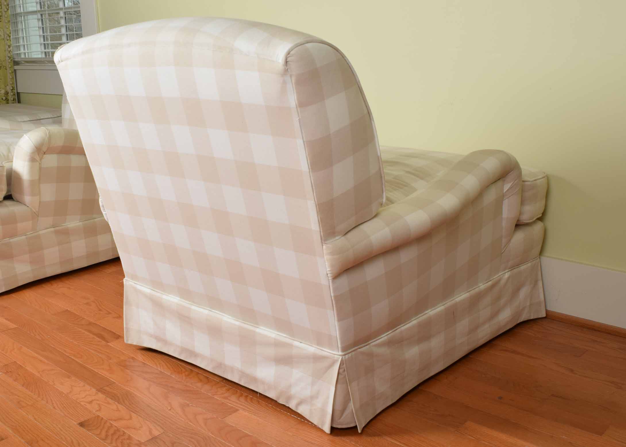 Tan and Cream Buffalo Check Armchair