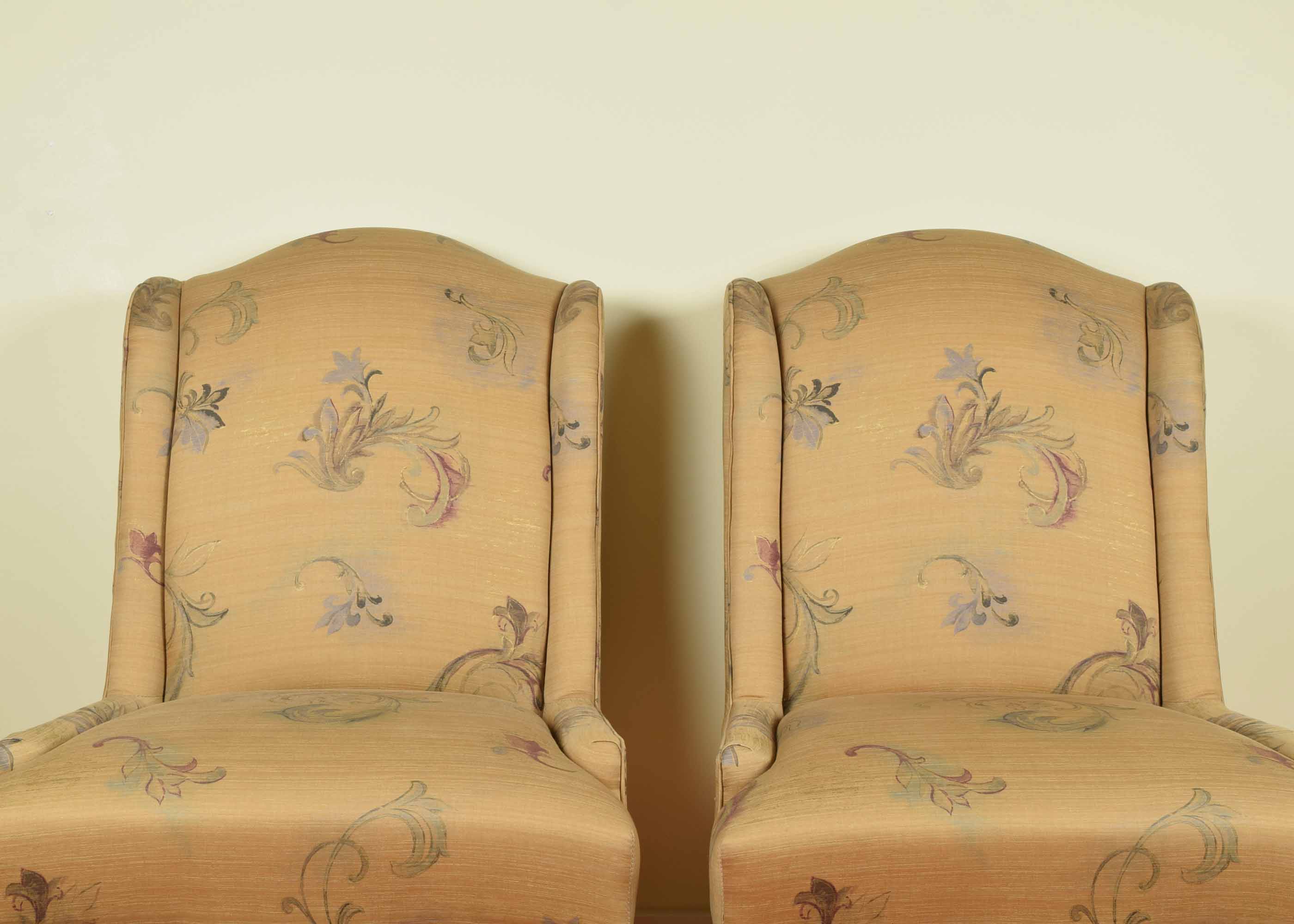Pair of Upholstered Queen Anne Style Wingchairs