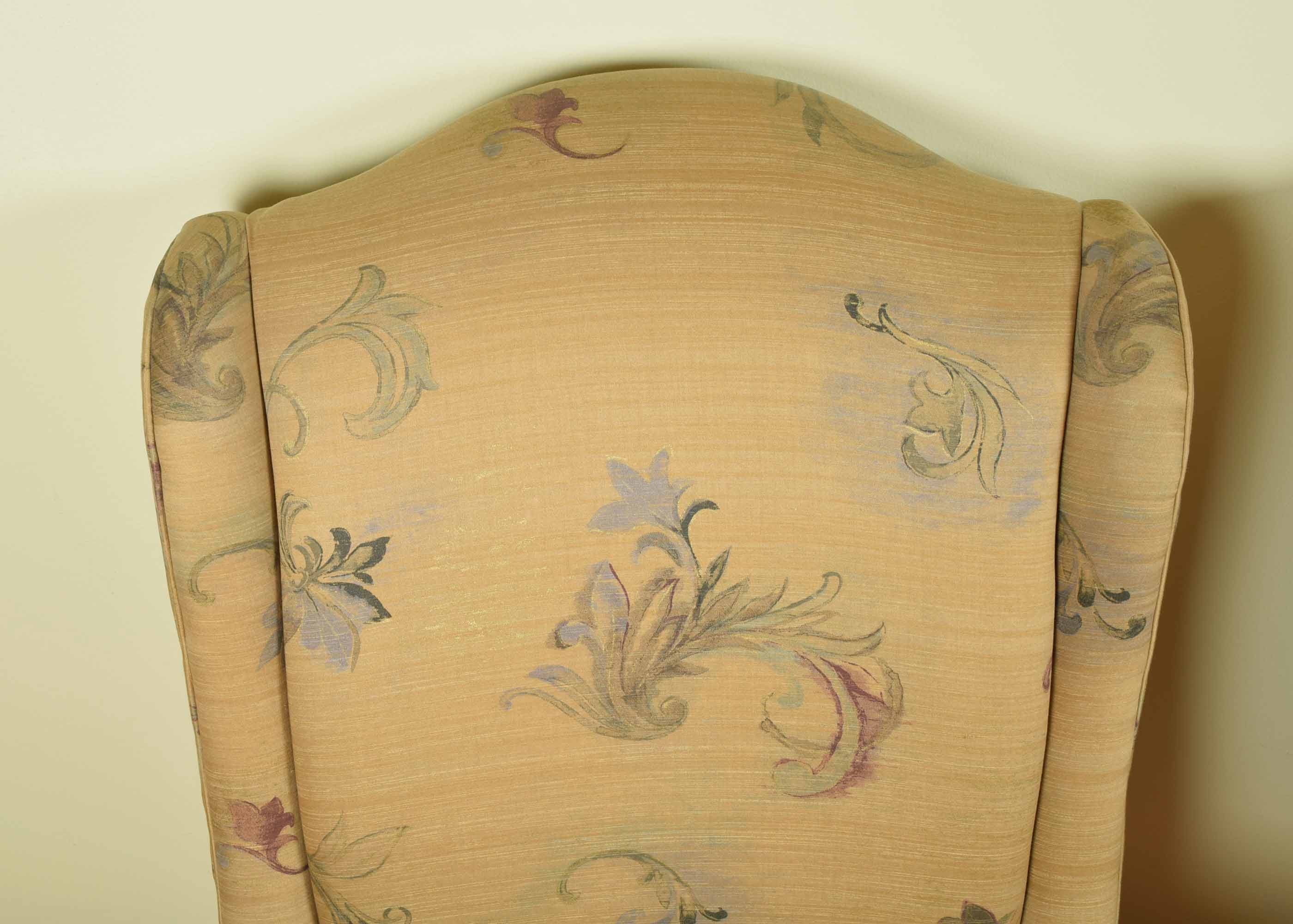 Pair of Upholstered Queen Anne Style Wingchair