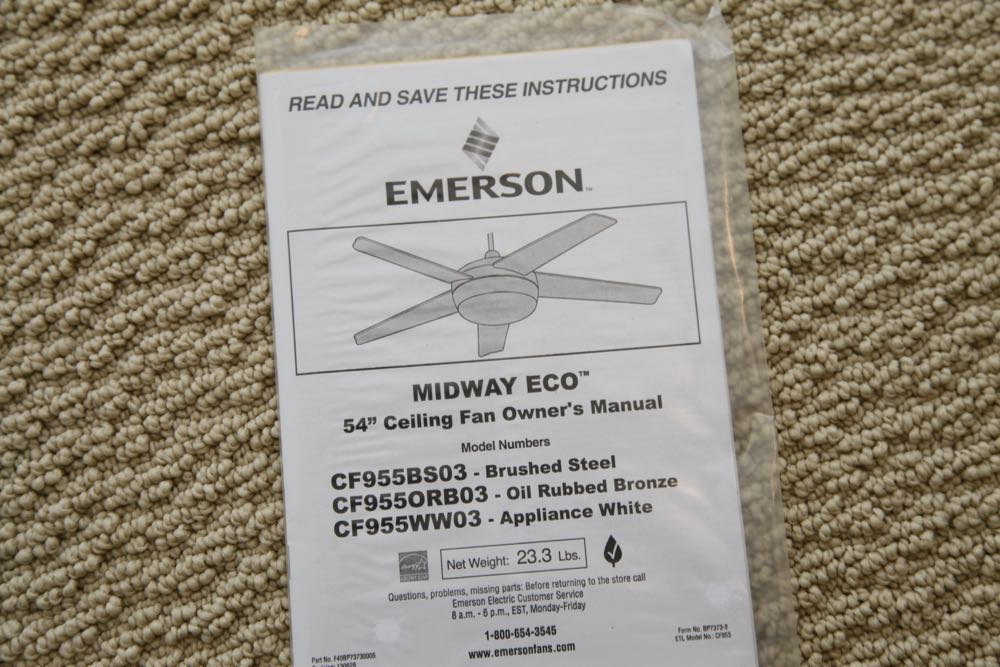 Emerson CF955 Midway Eco 54" 5 Blade Ceiling Fan