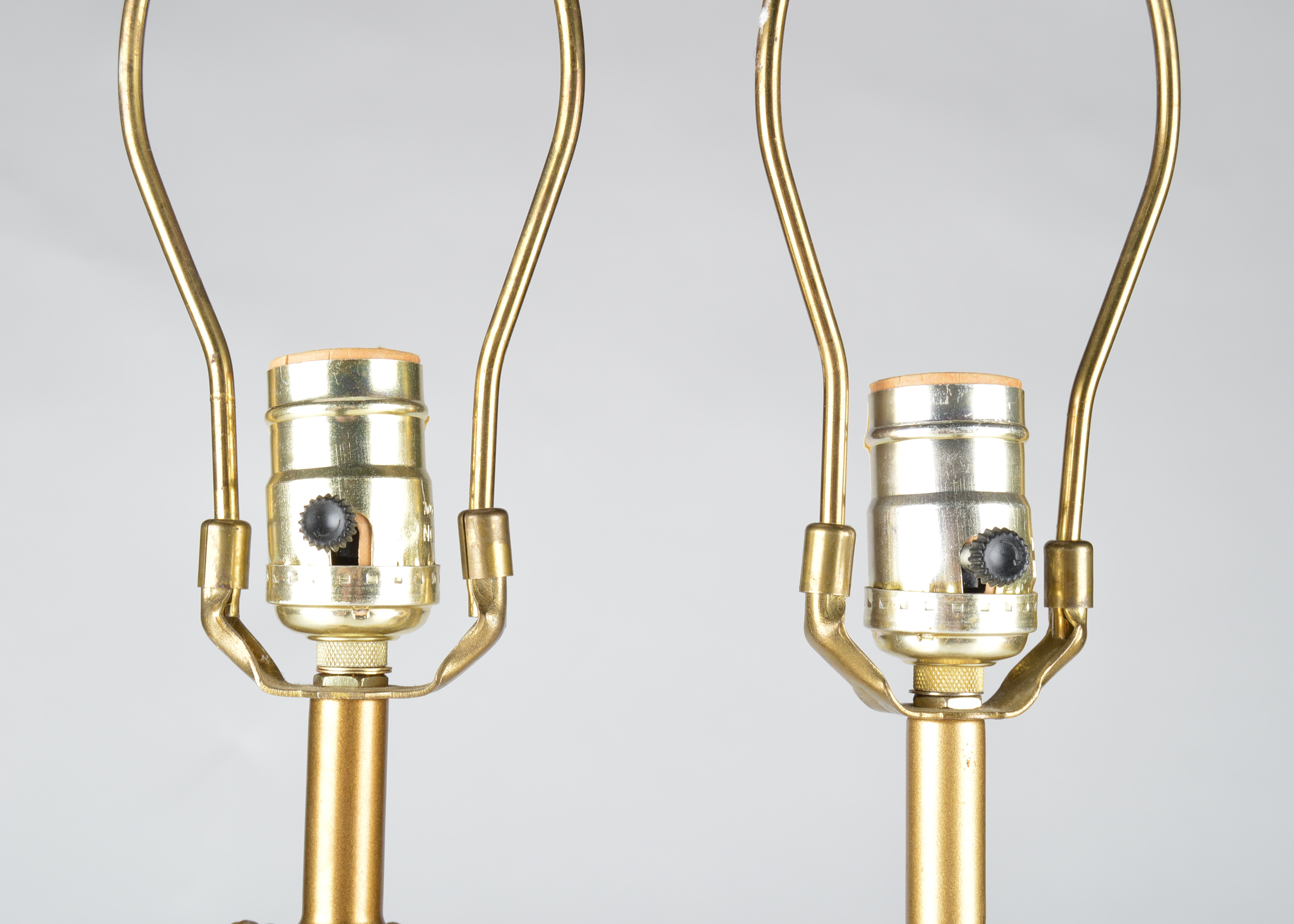 Pair of Gold Tone Lion Lamps