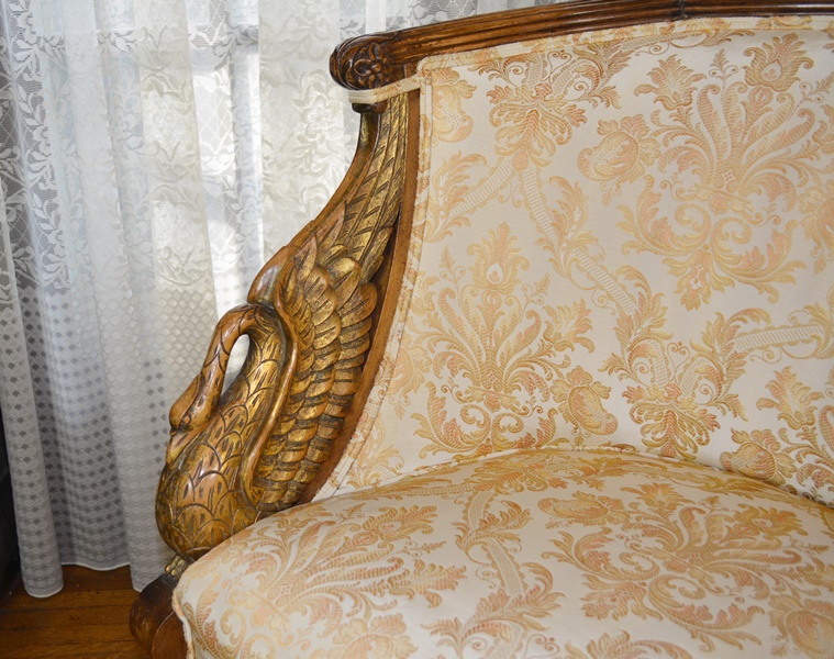 Pair of Beautiful Empire Style Swan Arm Barrel Chairs