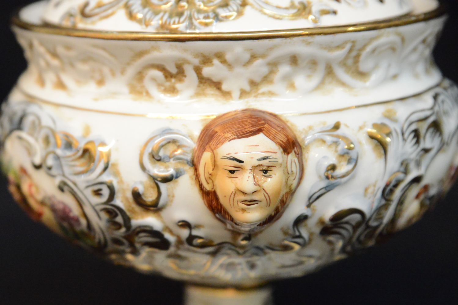 Vintage Italian R. Capodimonte Lidded Porcelain Compote