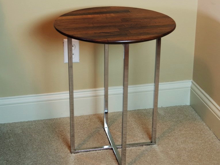 Contemporary Modern Wood and Chrome End Table