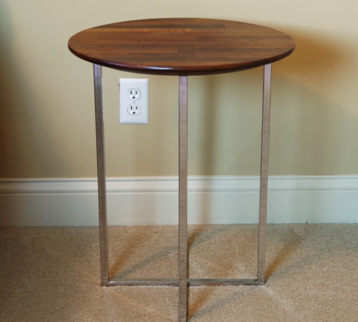 Contemporary Modern Wood and Chrome End Table