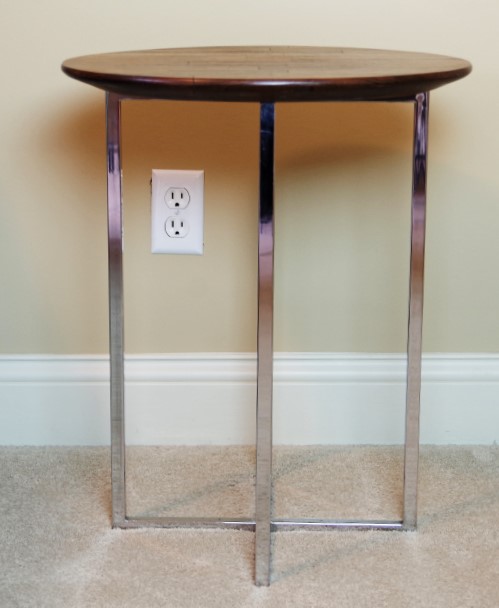 Contemporary Modern Wood and Chrome End Table