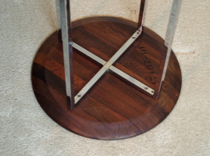 Contemporary Modern Wood and Chrome End Table