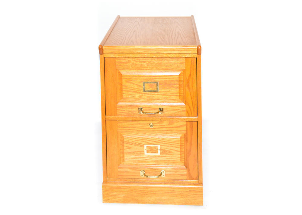 Two-Drawer Oak Filing Cabinet
