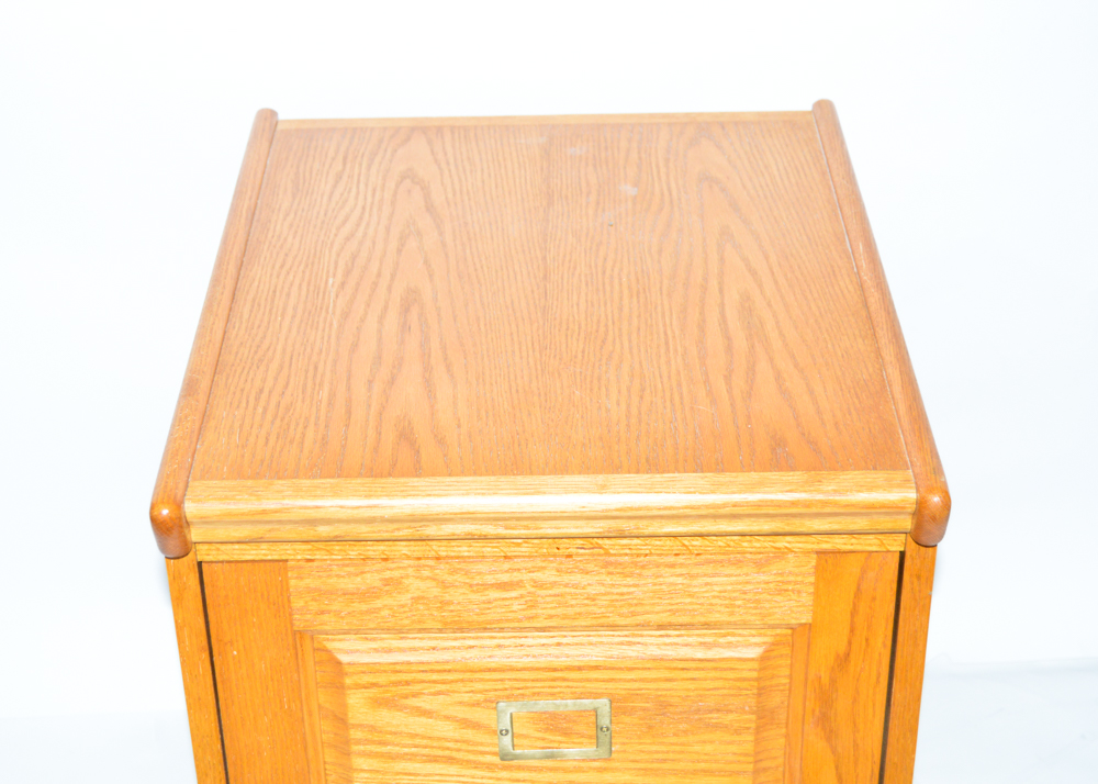 Two-Drawer Oak Filing Cabinet