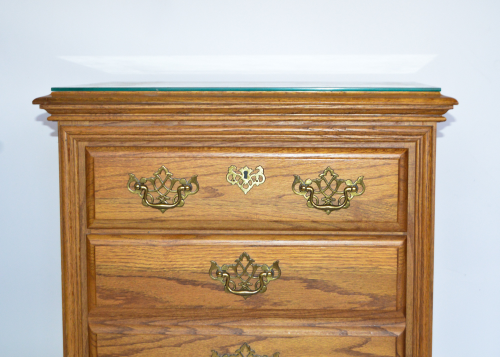 Two-Drawer Oak Filing Cabinet
