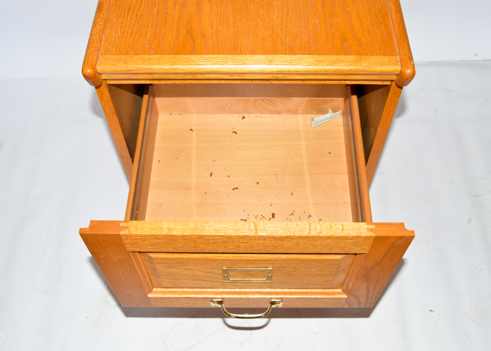 Two-Drawer Oak Filing Cabinet