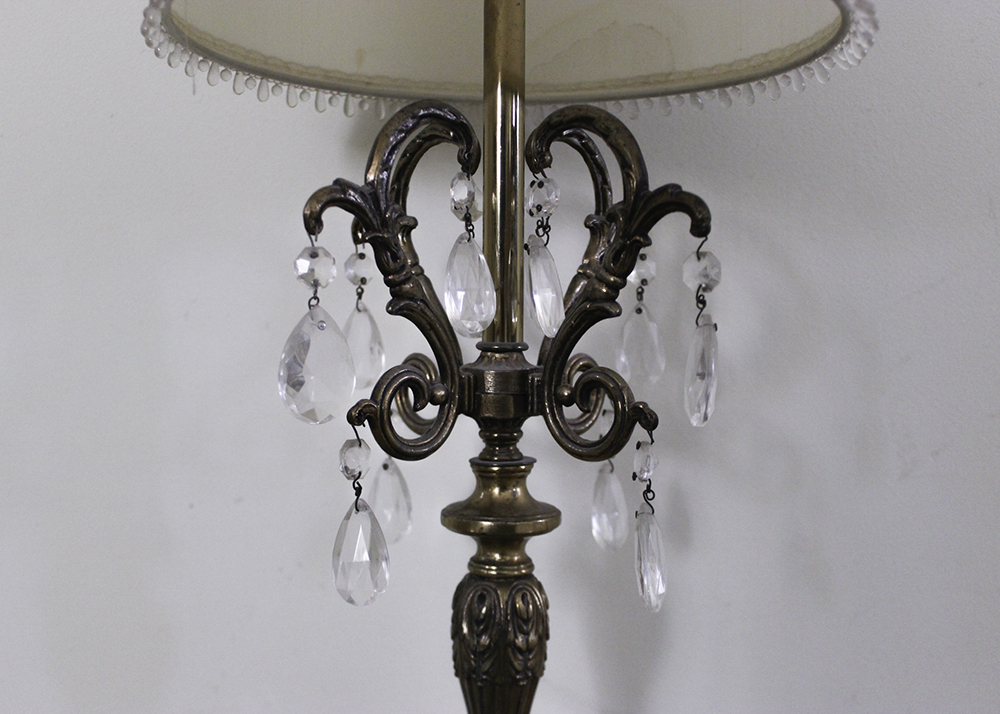 Marble Base Table Lamp with Hanging Prisms