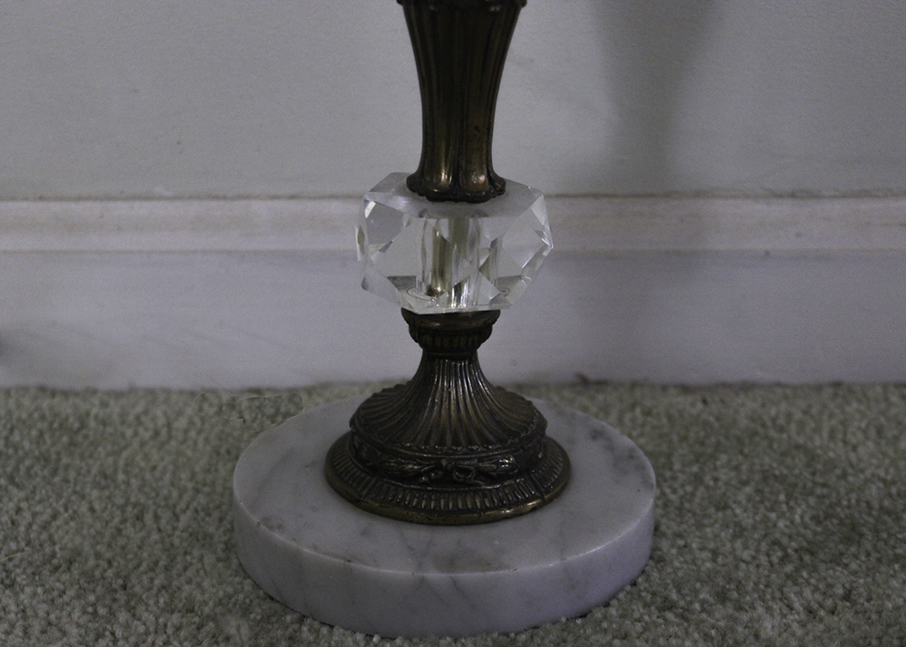 Marble Base Table Lamp with Hanging Prisms