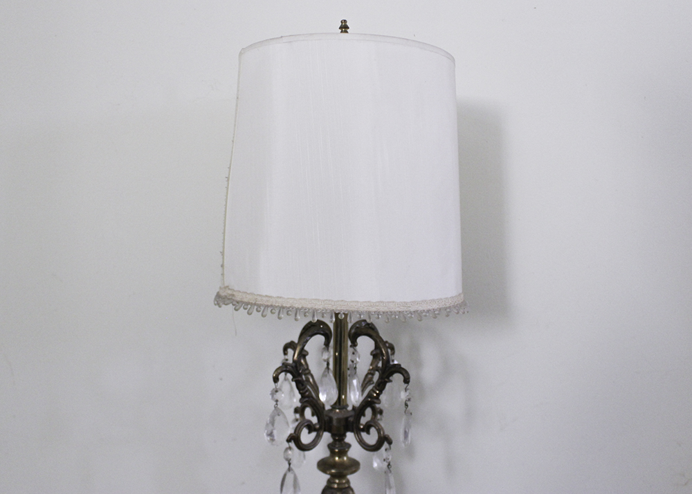 Marble Base Table Lamp with Hanging Prisms